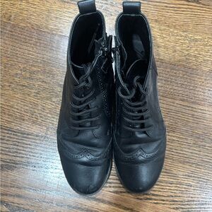 Black Lace-Up Ankle Boots